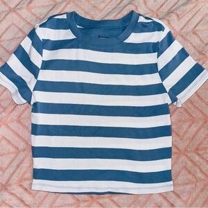No Boundaries Blue and White Striped Short Sleeve Tee